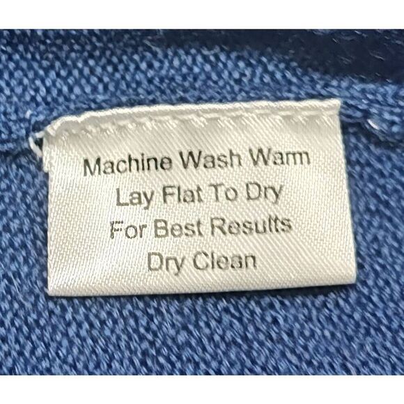 NWT LINEA UOMO Sz M WooL Acrylic Pullover Sweater 1/4 Zip Blue - Picture 5 of 7